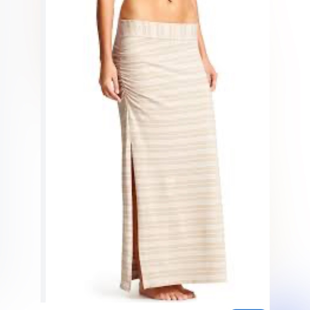 Athleta Cream Ruched Pencil Maxi Skirt